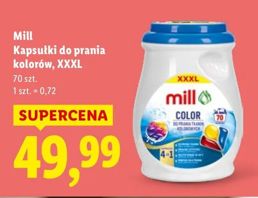 Kapsułki do prania kolorów Mill XXXL promocja w Lidl