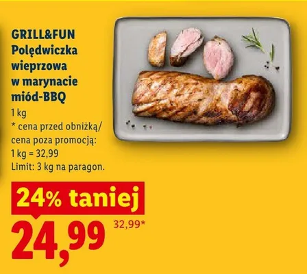 Polędwiczka wieprzowa w marynacie miód-BBQ Grill&Fun promocja w Lidl
