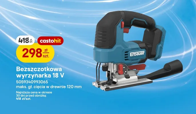 Bezszczotkowa wyrzynarka Erbauer promocja w Castorama