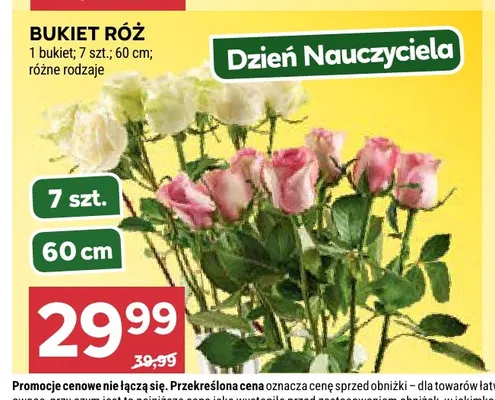 Bukiet róż 7 szt. 60 cm promocja w Stokrotka