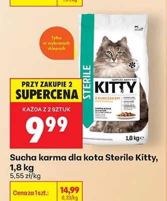 Sucha karma dla kota Kitty Sterile z kurczakiem promocja w Biedronka