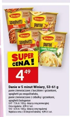 Danie w 5 minut Winiary puree ziemniaczane z cebulką i grzankami promocja w Twój Market