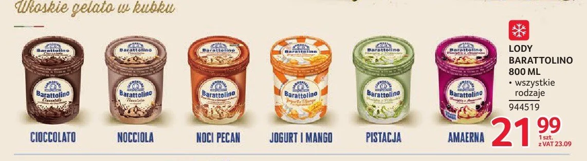 Lody Sammontana Barattolino Cioccolato promocja w Selgros