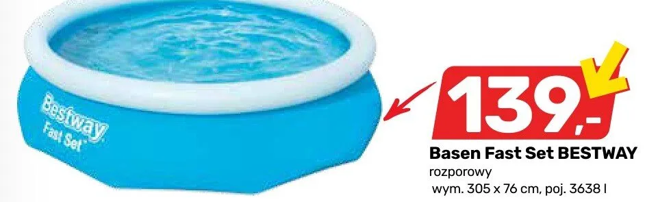 Basen Fast Set Bestway rozporowy 305x76cm poj. 3638l promocja w Bricomarche