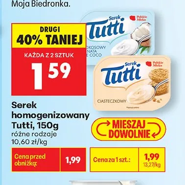 Serek homogenizowany Tutti ciasteczkowy promocja w Biedronka