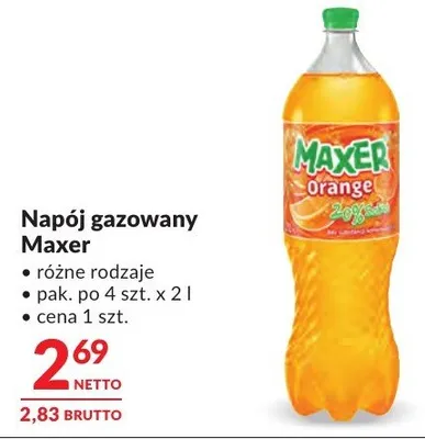 Napój gazowany Maxer orange promocja w Makro