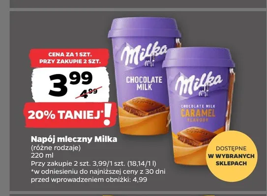 Napój mleczny Milka Chocolate Milk Caramel promocja w Netto