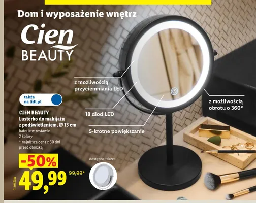 Lusterko do makijażu z podświetleniem Cien Beauty promocja w Lidl