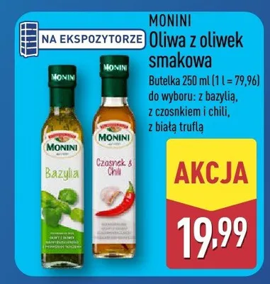 Oliwa z oliwek smakowa Monini z bazylią promocja w Aldi