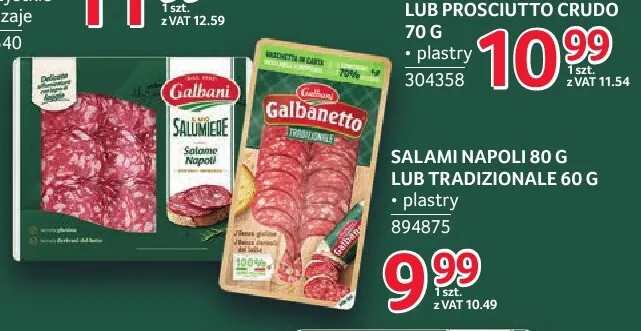 Salami Galbanetto Tradizionale w plastrach Galbani promocja w Selgros