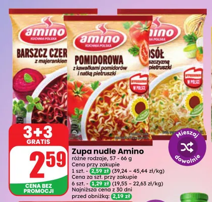 Zupa nudle Amino promocja w Dino