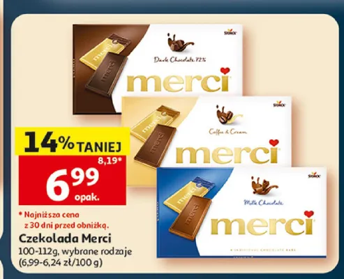 Czekolada Merci Dark Chocolate 72% promocja w Auchan