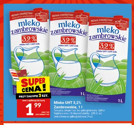 Mleko UHT Zambrowskie 3,2% promocja w Twój Market