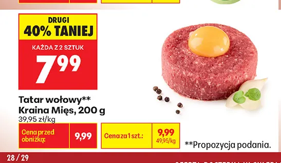 Tatar wołowy Kraina Mięs promocja w Biedronka