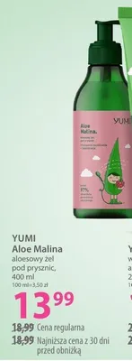 Żel aloesowy YUMI Aloe Malina pod prysznic promocja w Hebe
