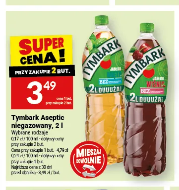 Tymbark Aseptic niegazowany Jabłko Wiśnia promocja w Twój Market