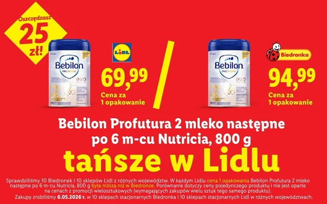 Mleko następne po 6m-cu Bebilon Profutura 2 Nutricia promocja w Lidl