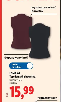 Top damski z bawełną Esmara promocja w Lidl