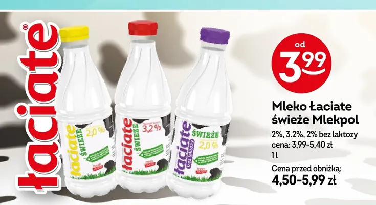 Mleko Łaciate świeże bez laktozy 2% promocja w Żabka