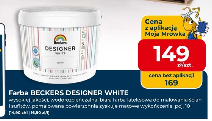 Farba lateksowa Beckers Designer White promocja w PSB Mrówka