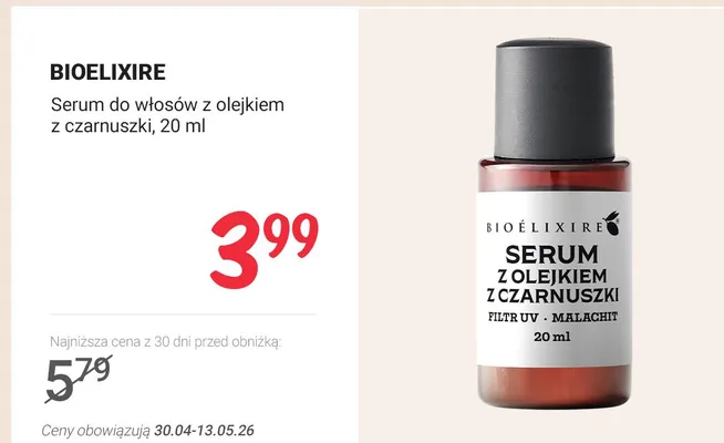 Serum do włosów z olejkiem z czarnuszki Bioelixire promocja w Rossmann