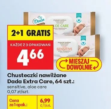 Chusteczki nawilżane Extra Care, sensitive promocja w Biedronka