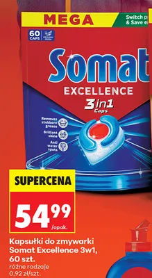 Kapsułki do zmywarki Somat Excellence 3w1 promocja w Biedronka
