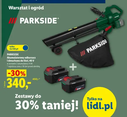 Akumulatorowy odkurzacz i dmuchawa do liści Parkside 40V promocja w Lidl