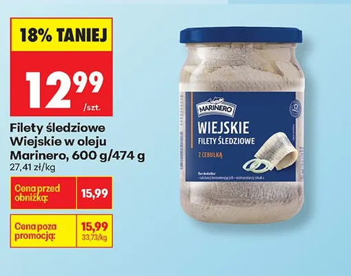 Filety śledziowe Wiejskie w oleju z cebulką Marinero promocja w Biedronka
