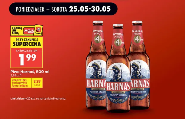 Piwo Harnaś Jasne Pełne promocja w Biedronka