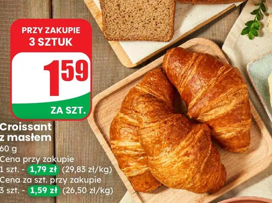 Croissant z masłem promocja w Dino
