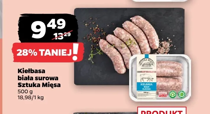 Kiełbasa biała surowa Sztuka Mięsa promocja w Netto