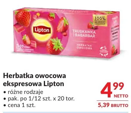 Herbatka owocowa ekspresowa Lipton różne rodzaje promocja w Makro