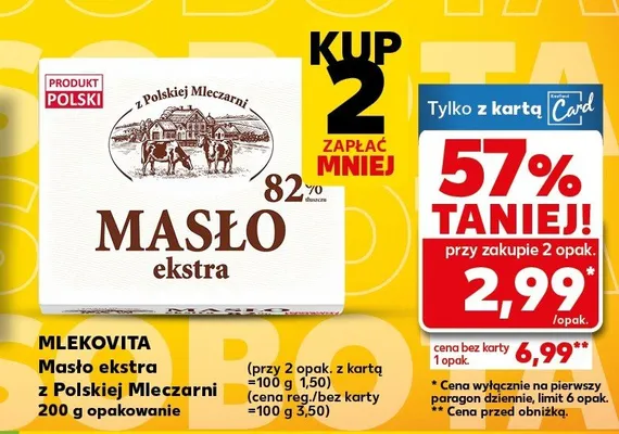 Masło ekstra z Polskiej Mleczarni 200g promocja w Kaufland