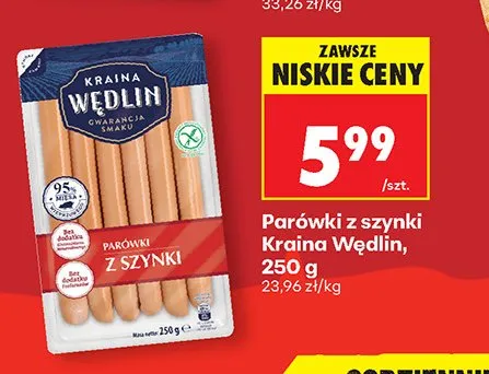 Parówki z szynki Kraina Wędlin promocja w Biedronka