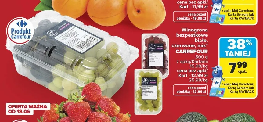 Winogrona bezpestkowe białe Carrefour promocja w Carrefour