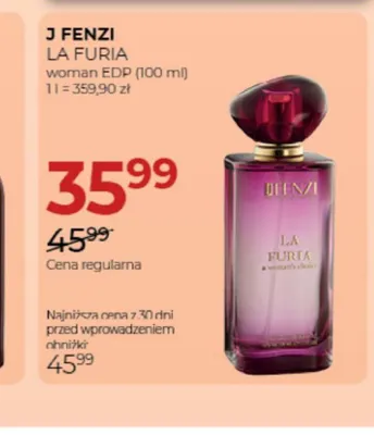 Woda perfumowana damska J Fenzi La Furia promocja w Drogerie Jawa