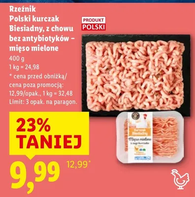 Kurczak Polski Biesiadny z chowu bez antybiotyków - mięso mielone Rzeźnik promocja w Lidl