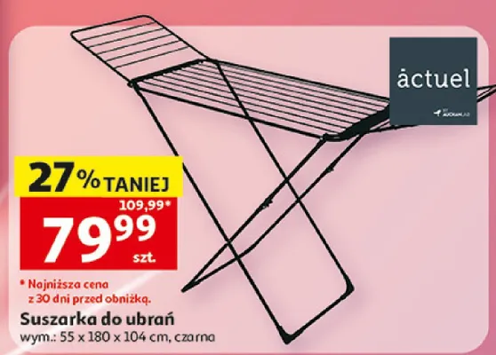 Suszarka do ubrań actuel 55x180x104cm czarna promocja w Auchan