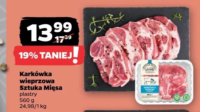 Karkówka wieprzowa Sztuka Mięsa plastry promocja w Netto