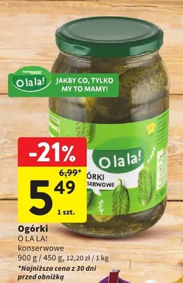 Ogórki konserwowe O La La! promocja w Intermarche