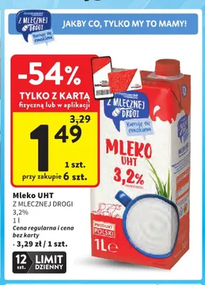 Mleko UHT Z Mlecznej Drogi 3,2% promocja w Intermarche