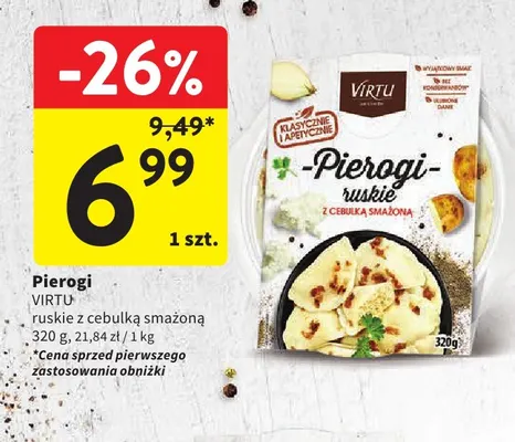 Pierogi ruskie z cebulką smażoną Virtu promocja w Intermarche