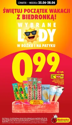 Lody w różku i na patyku promocja w Biedronka
