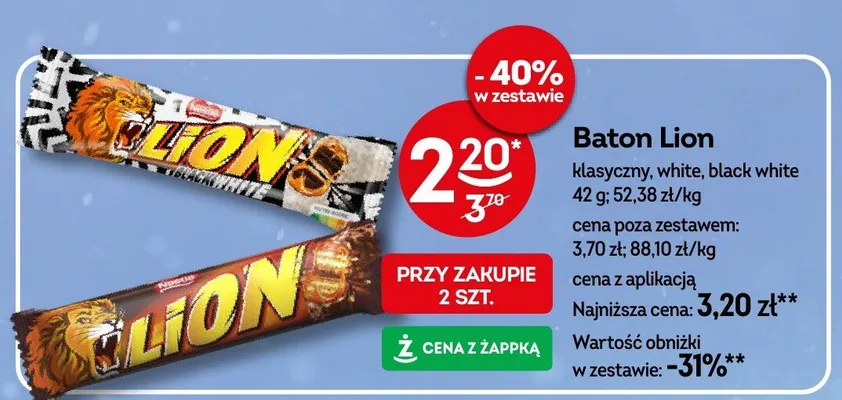 Baton Lion klasyczny, white, black white promocja w Żabka