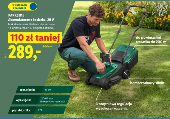 Akumulatorowa kosiarka, 20V promocja w Lidl