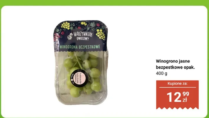Winogrono jasne bezpestkowe opak. 400 g promocja w Biedronka