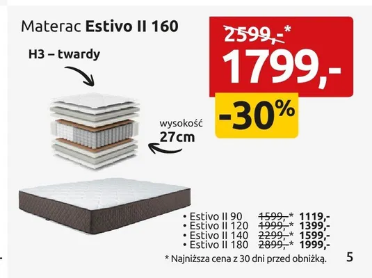 Materac Estivo II 140 promocja w Black Red White