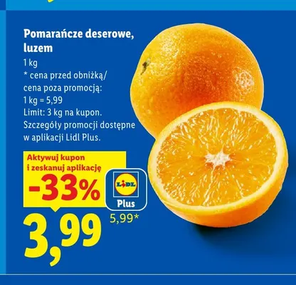 Pomarańcze deserowe luzem Ryneczek Lidla promocja w Lidl