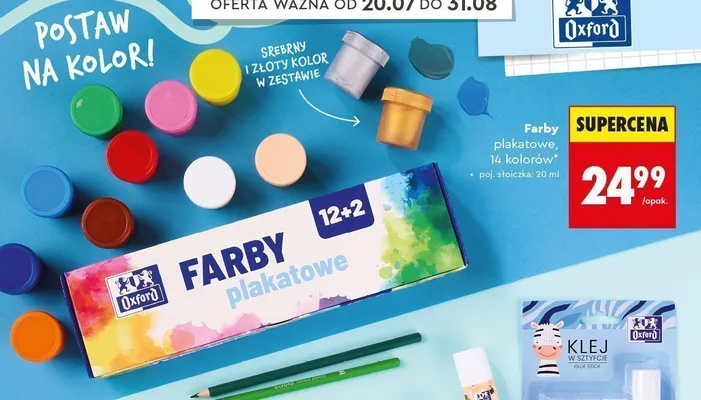 Farby plakatowe Oxford 14 kolorów promocja w Biedronka